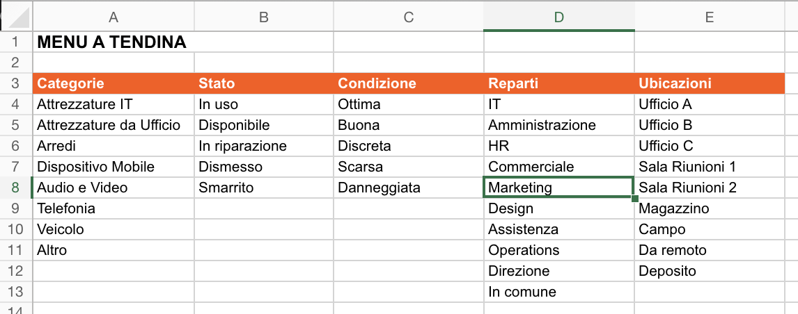 Foglio Impostazioni