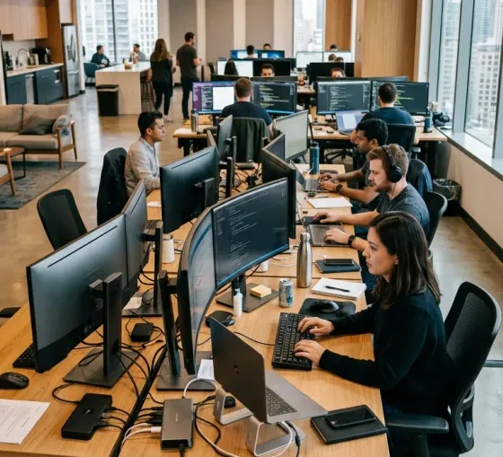 Gestão de ativos de TI: notebooks, monitores, periféricos e licenças de software vinculados aos colaboradores