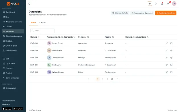 Consegnatario / Ufficio economato workflow
