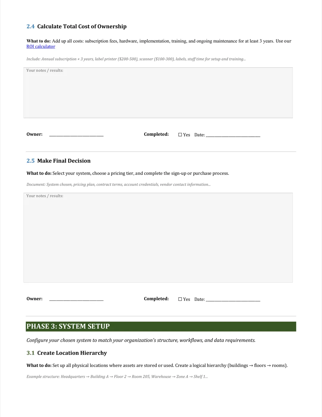 Page 5: Phase 2 — Required features and total cost of ownership