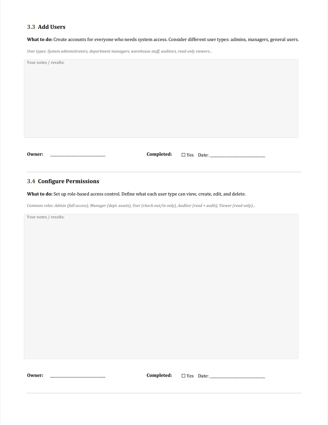 Page 7: Phase 3 — System setup, location hierarchy