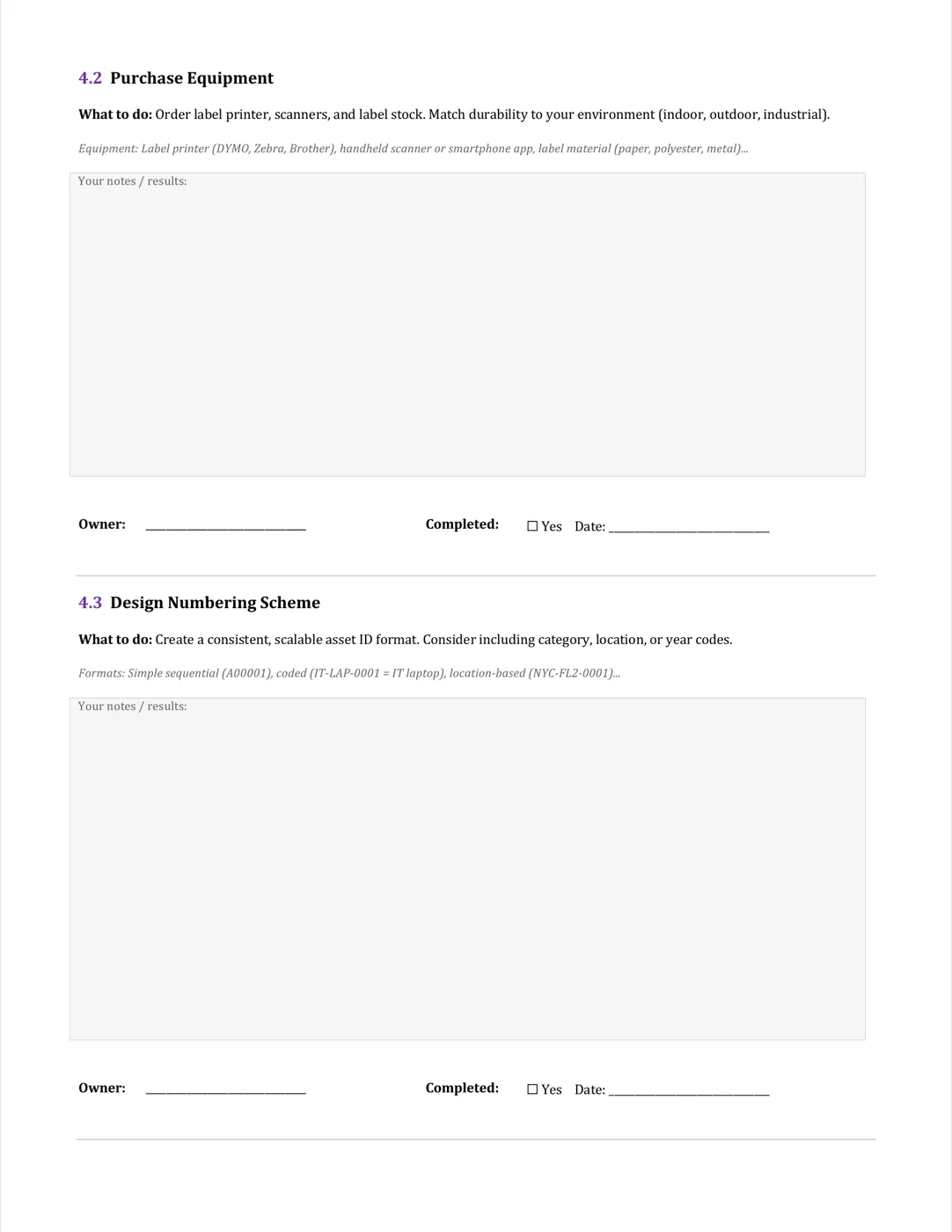 Page 9: Phase 4 — Asset tagging setup