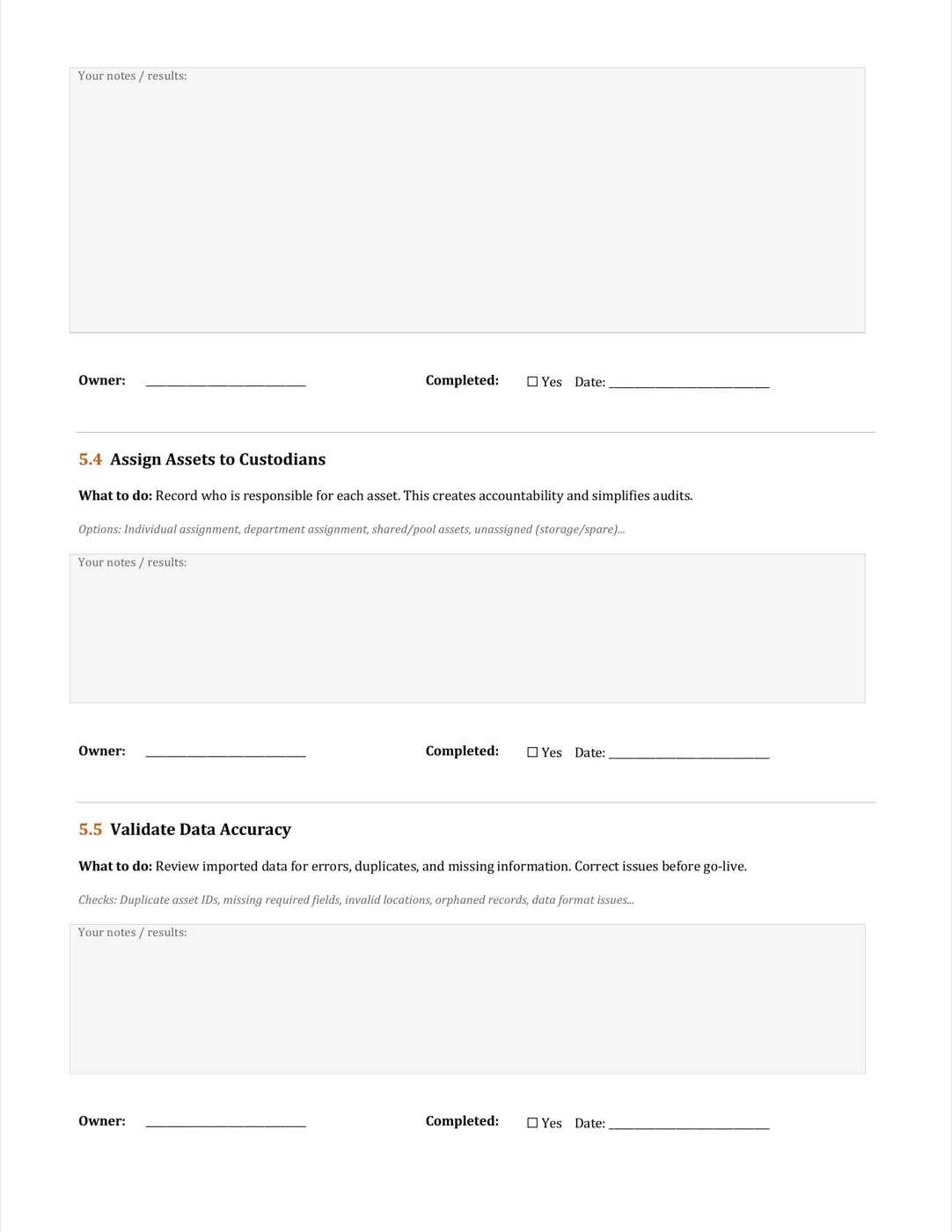Page 11: Phase 5 — Data entry and import