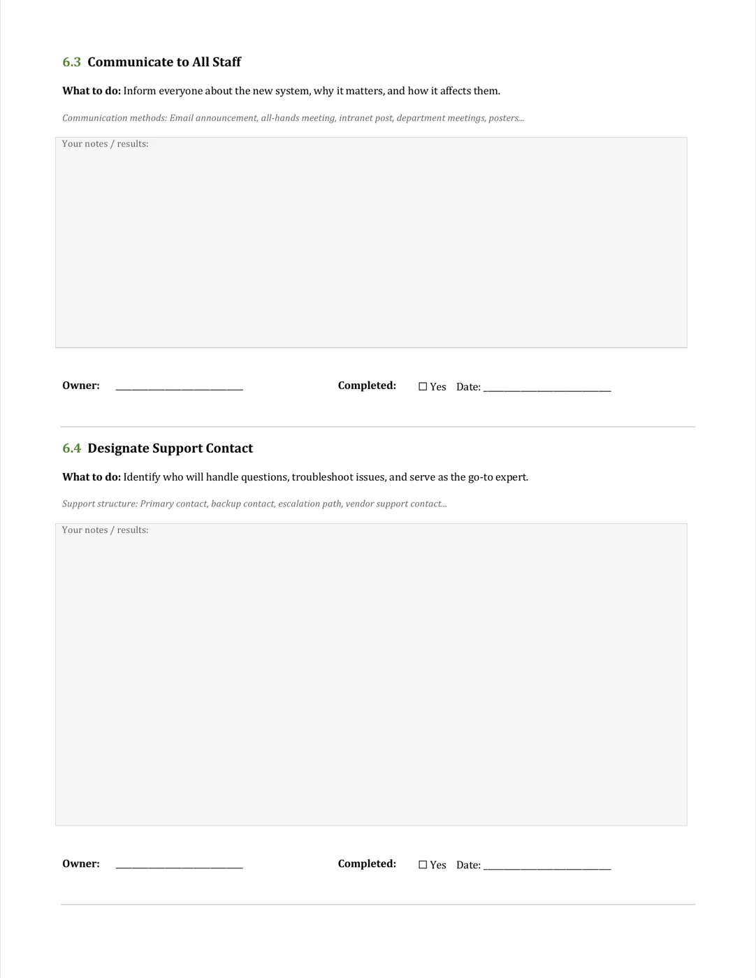 Page 14: Phase 6 — Key-user training and staff communication