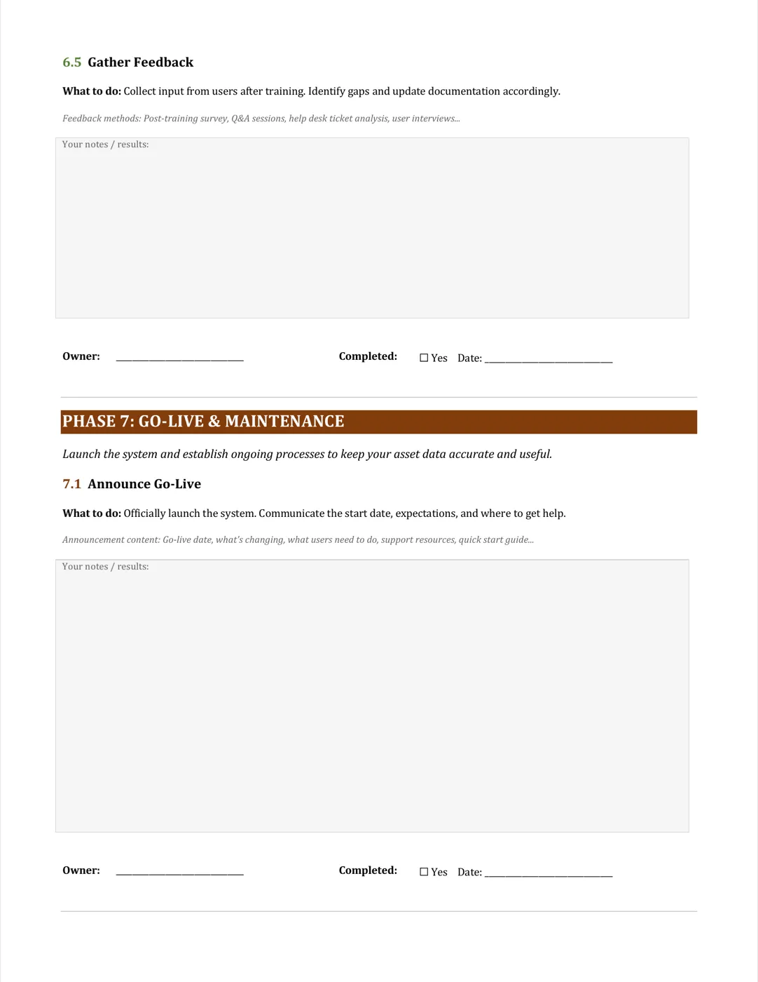 Page 15: Phase 7 — Go-live