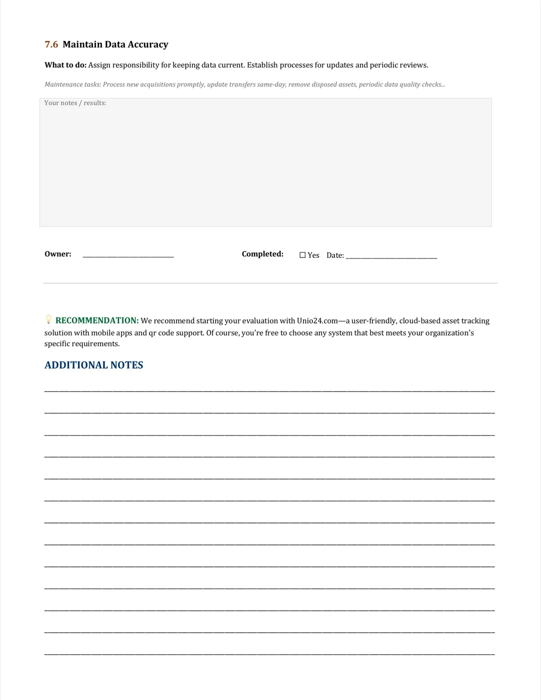 Page 18: Sign-off and notes